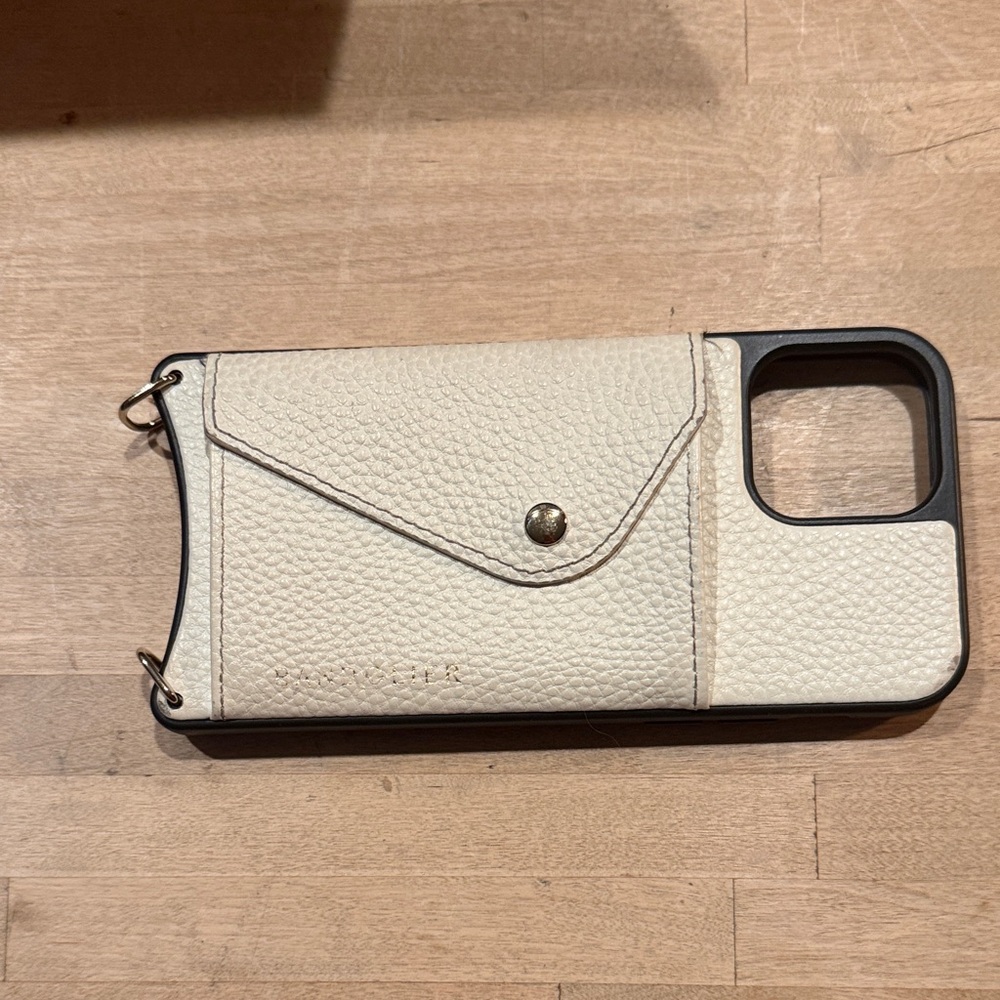 Hailey Bandolier Cream Leather iPhone 12 Pro Case with Card Slot